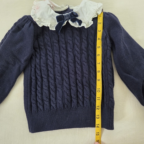 Janie & Jack Navy Blue Cable Knit Sweater with White Collar 4t/5t Girls - Picture 4 of 6